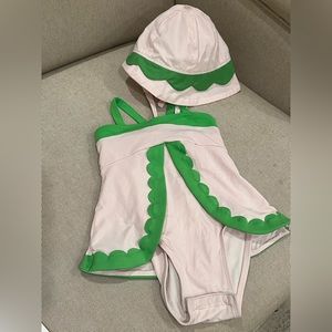 TBBC Pink Scallop Swim & Hollingsworth Hat Set